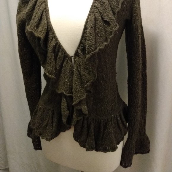 Lauren ralph lauren Knitted Cardigan S Green Chunky Warm Thick Cozy Dres… - Picture 6 of 11